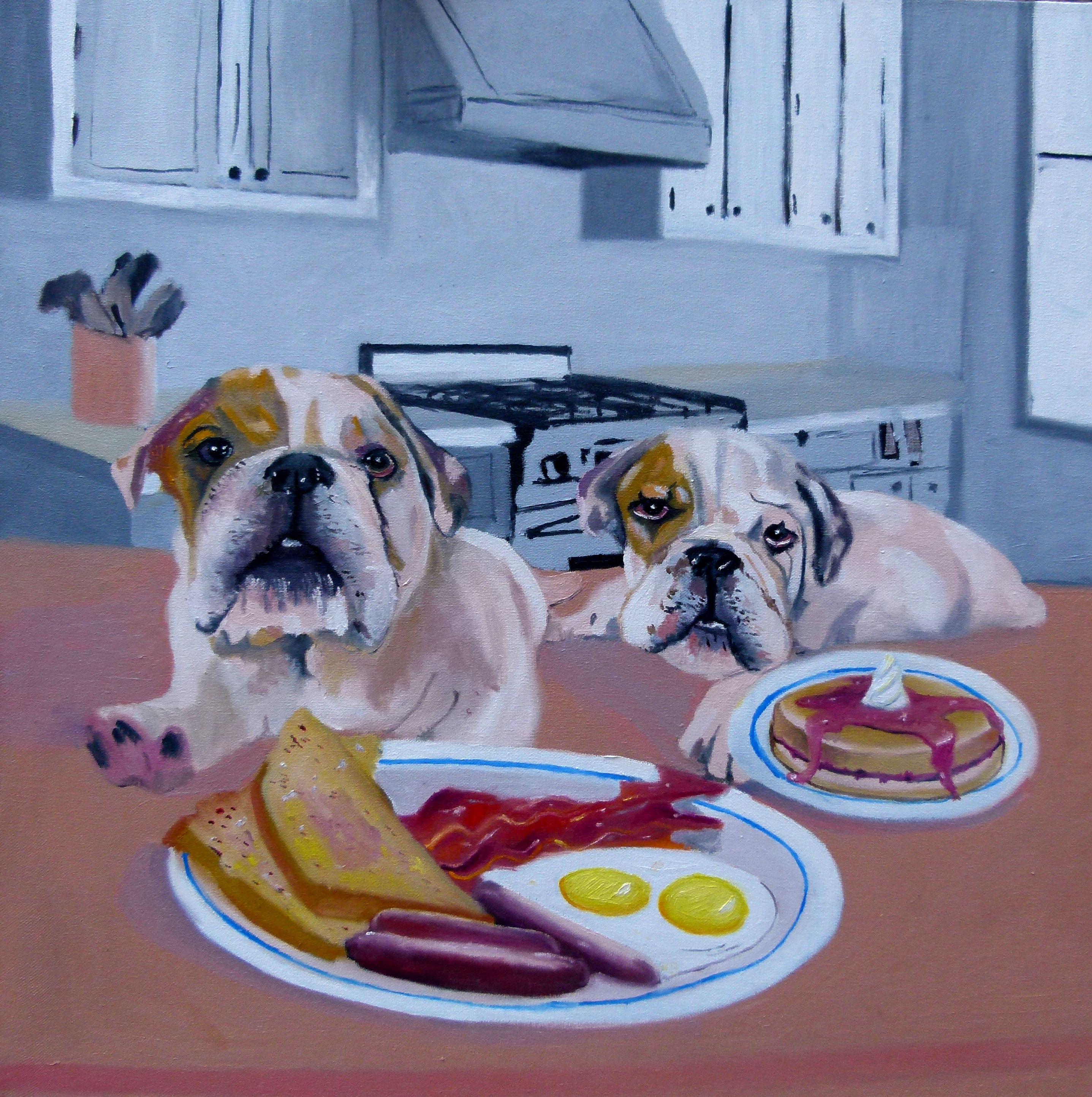 Colazione, Pittura, Olio su tela - Painting di Soso Kumsiashvili