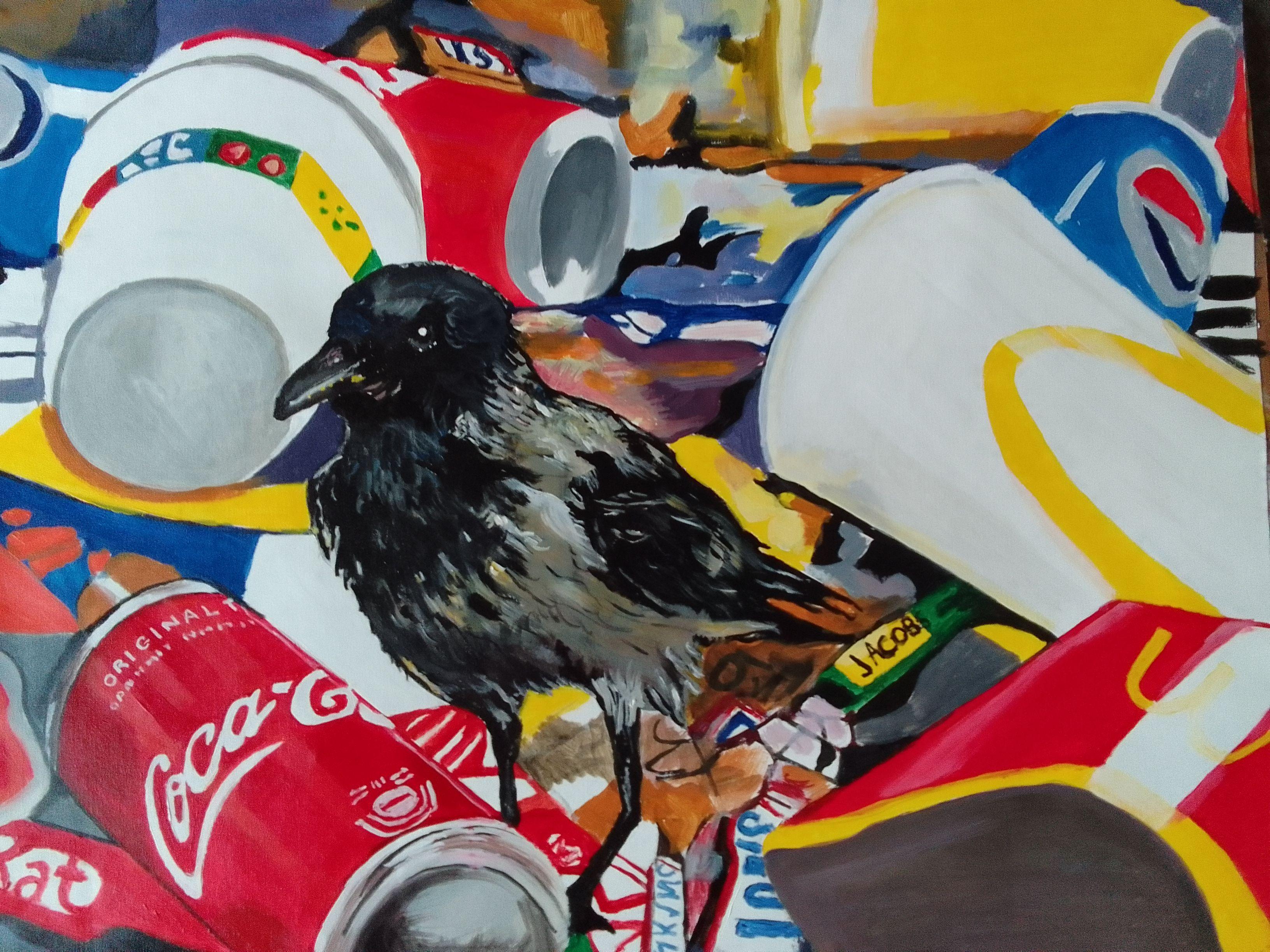 Cuervo, Pintura, Acrílico sobre lienzo - Painting de Soso Kumsiashvili