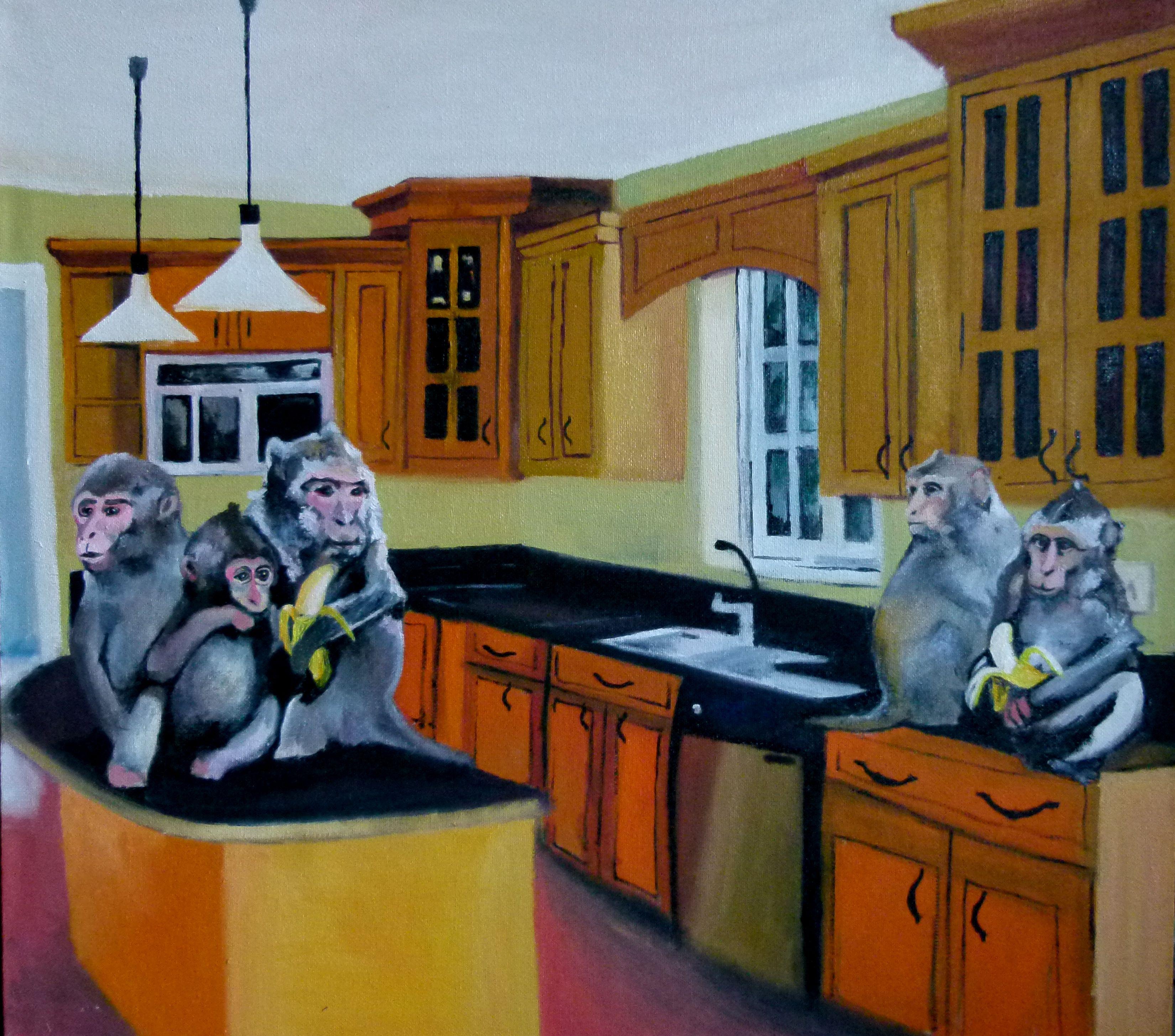 Familia feliz, Pintura, Óleo sobre lienzo - Painting de Soso Kumsiashvili
