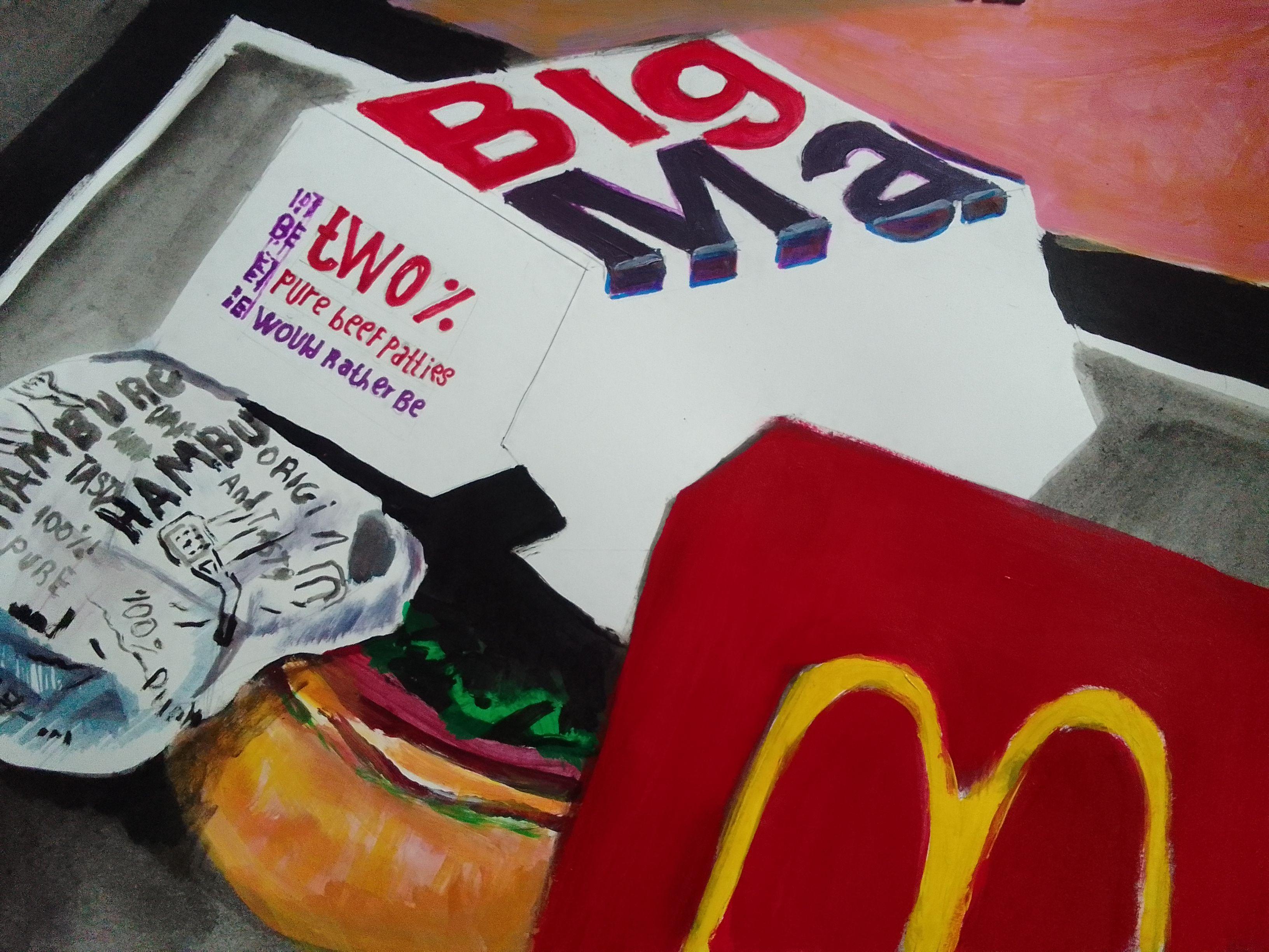 McDonald's, peinture, acrylique sur papier - Painting de Soso Kumsiashvili