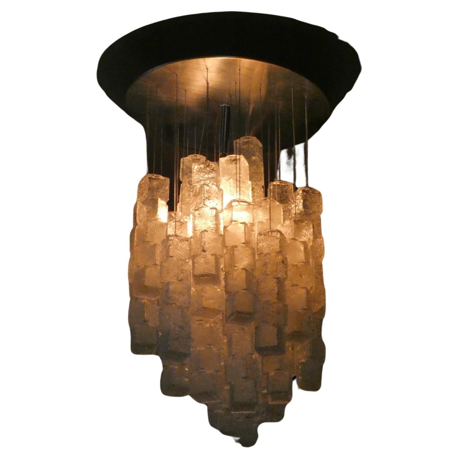 Suspension lamp Ice Cubic Murano by Zeroquattro Milano Studio for FontanaArte - 1970