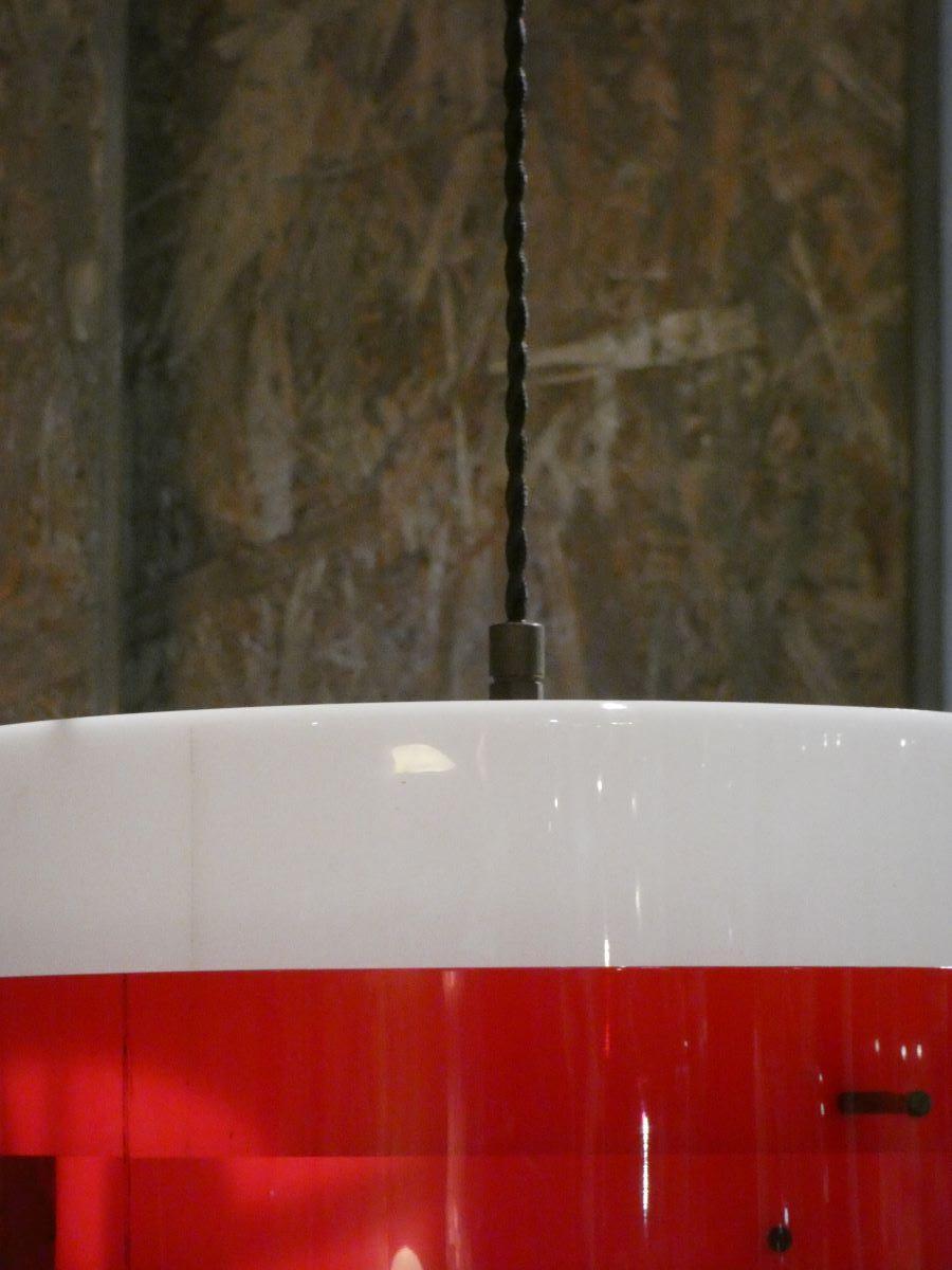 Space Age Mid-Century suspension lamp in methacrylate and brass, Stilnovo For Sale