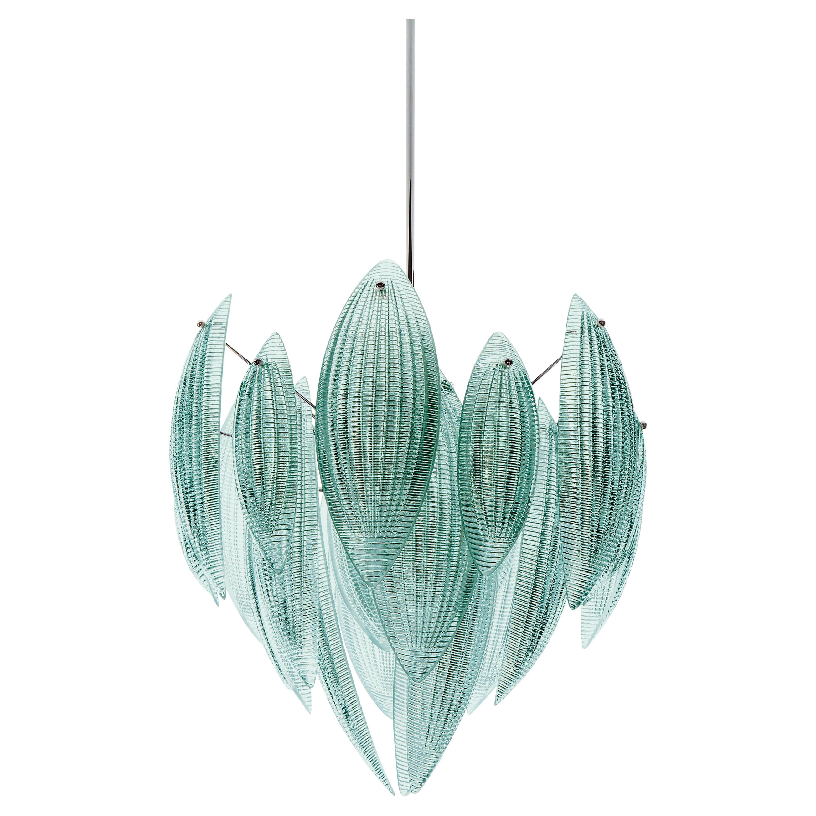 Sospensione Paradise con vetro di Murano acquamarina in vendita