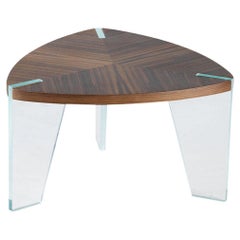 Table basse Sospeso en bois massif, finition naturelle en noyer, contemporaine