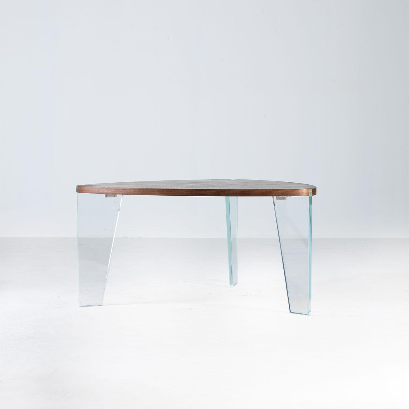 Moderne Table basse Sospeso en bois massif, finition naturelle en noyer, contemporaine en vente