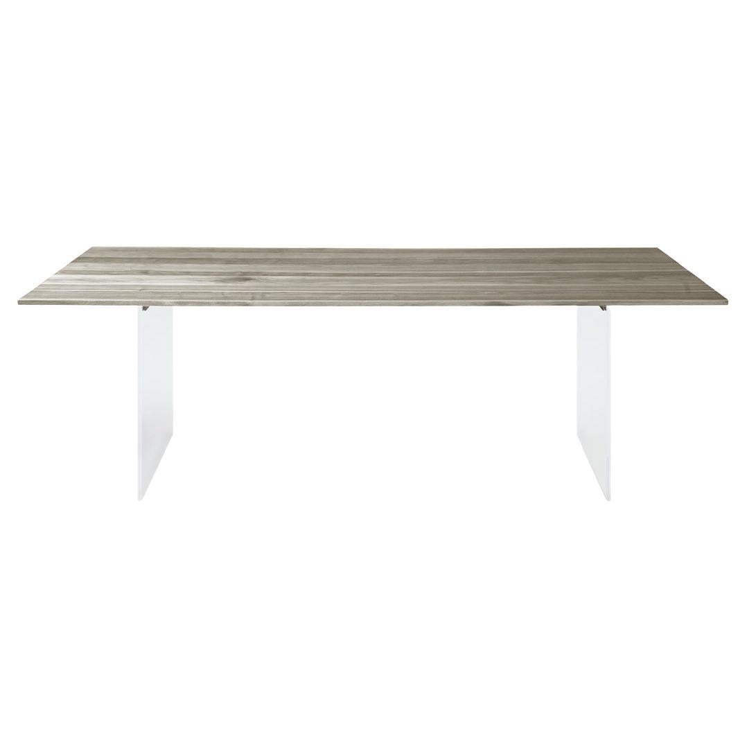 Sospeso Solid Wood Table, Walnut in Hand-Made Natural Grey Finish, Contemporary