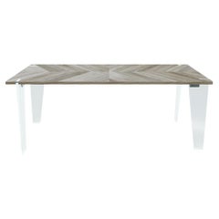 Sospeso Solid Wood Table, Walnut in Hand-Made Natural Grey Finish, Contemporary