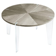 Table Sospeso en bois massif, noyer en finition gris naturel fait à la main, contemporaine