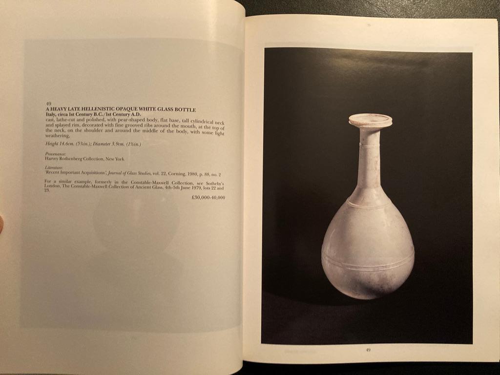 Anglais Catalogue d'antiquités Sotheby's Antiquities Benzina Collection of Ancient Glass juillet 1994 en vente