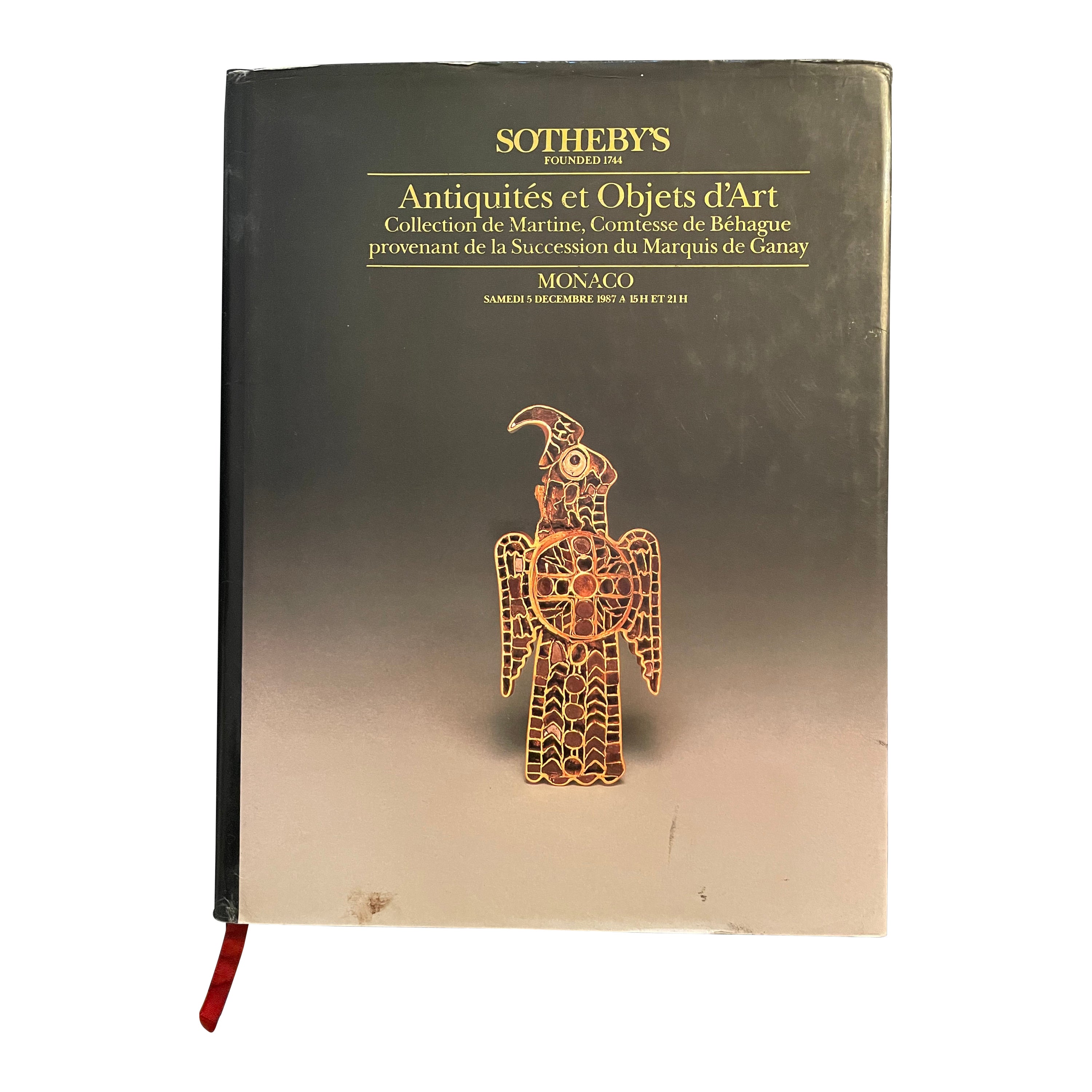 Sotheby's Antiquities et Objets d'Art, Marquis de Ganay, Monaco 1987, couverture rigide
