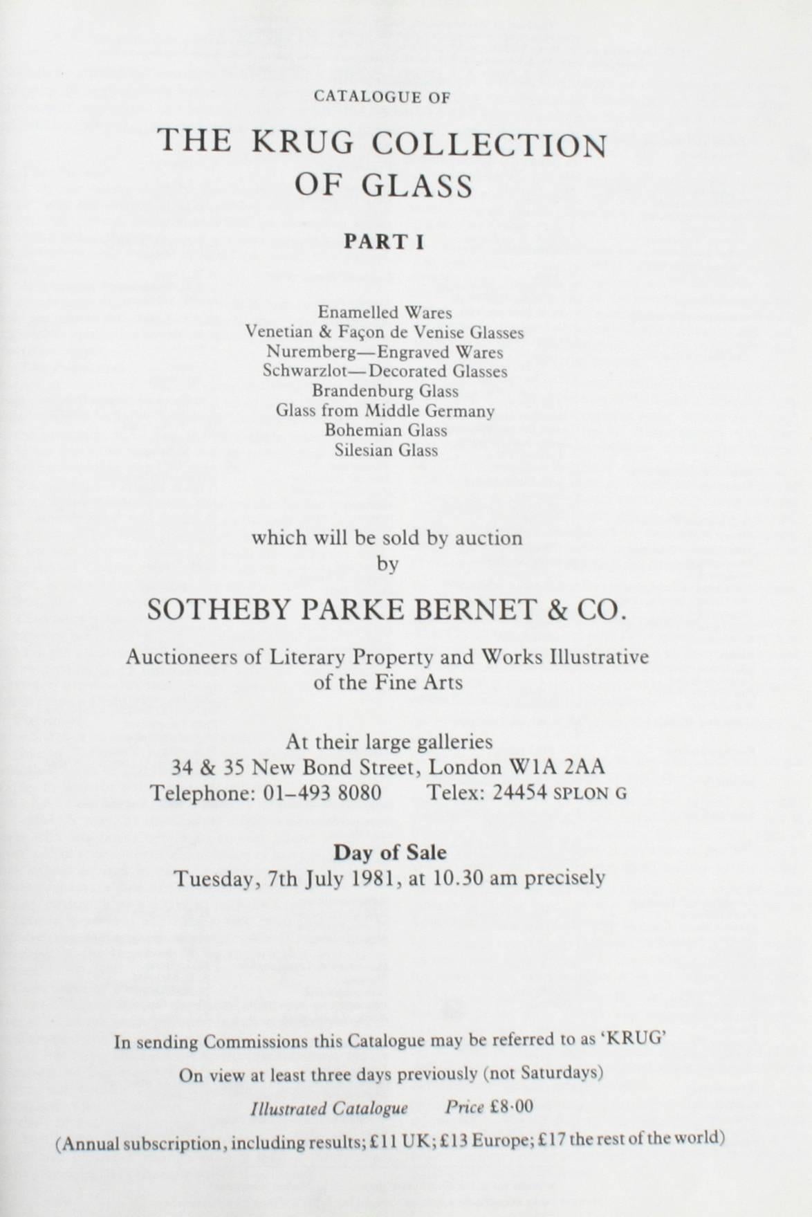 Catalogue des ventes aux enchères de Sotheby's pour la collection Krug de verre, partie I en vente 4