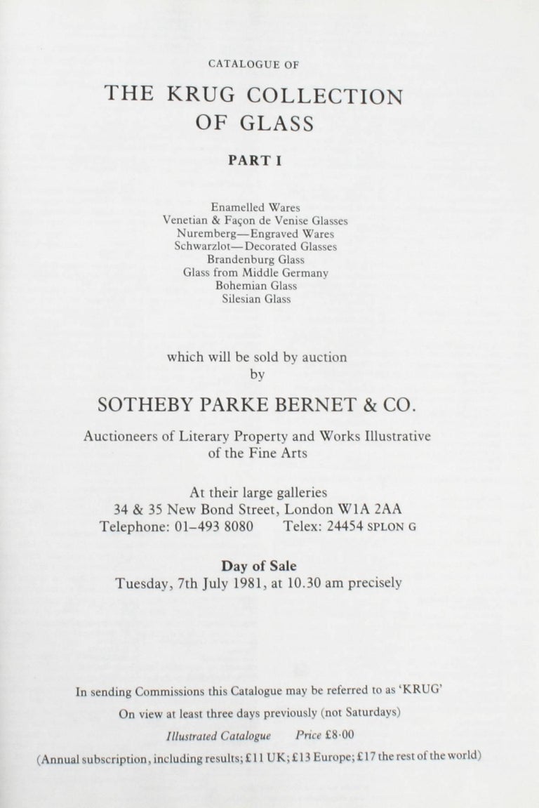 Sotheby's Auction Catalogue for The Krug Collection of Glass Part I For Sale 4