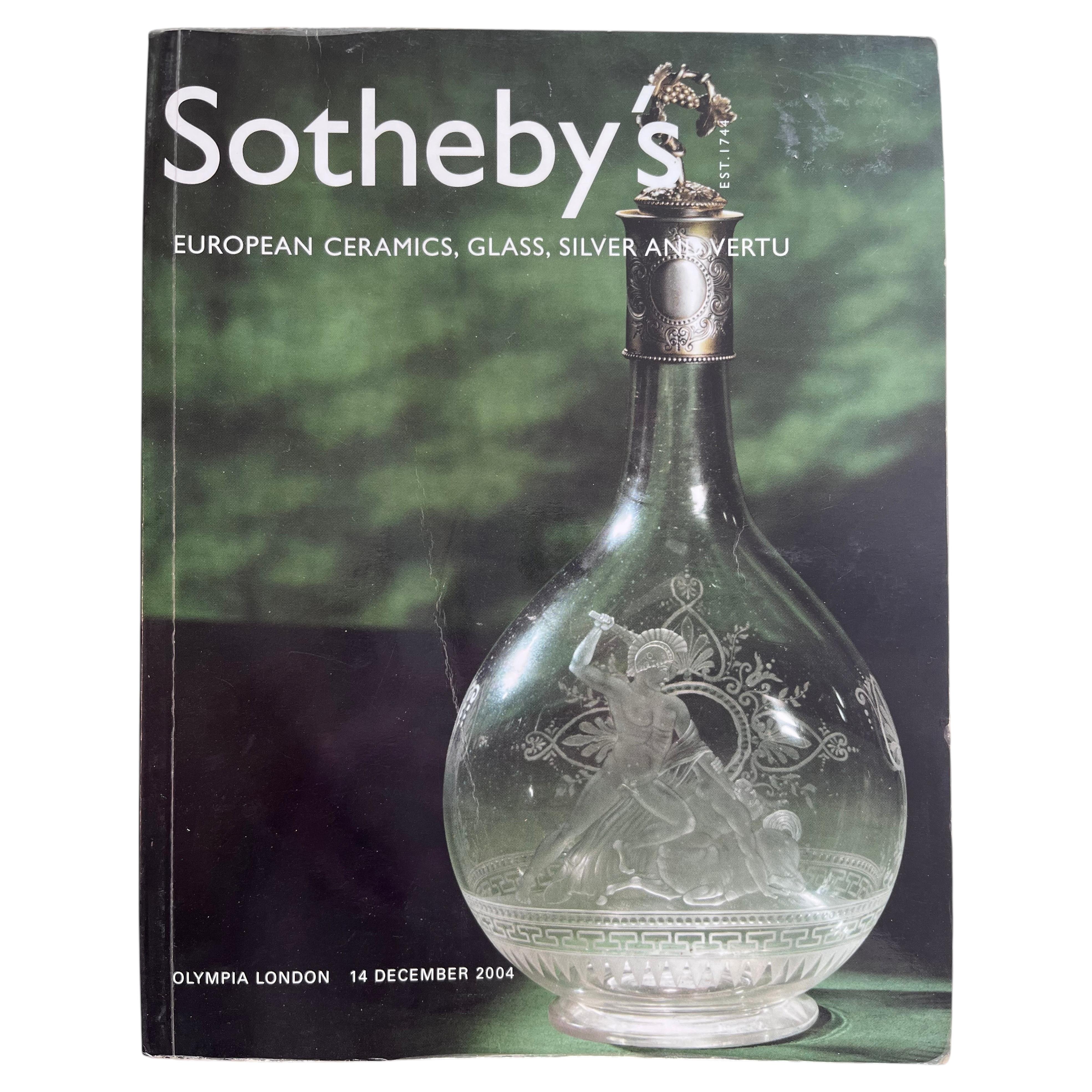 Sotheby's Dec 14 2004 European Ceramics Glass Silver and Virtue Auction Catalog For Sale