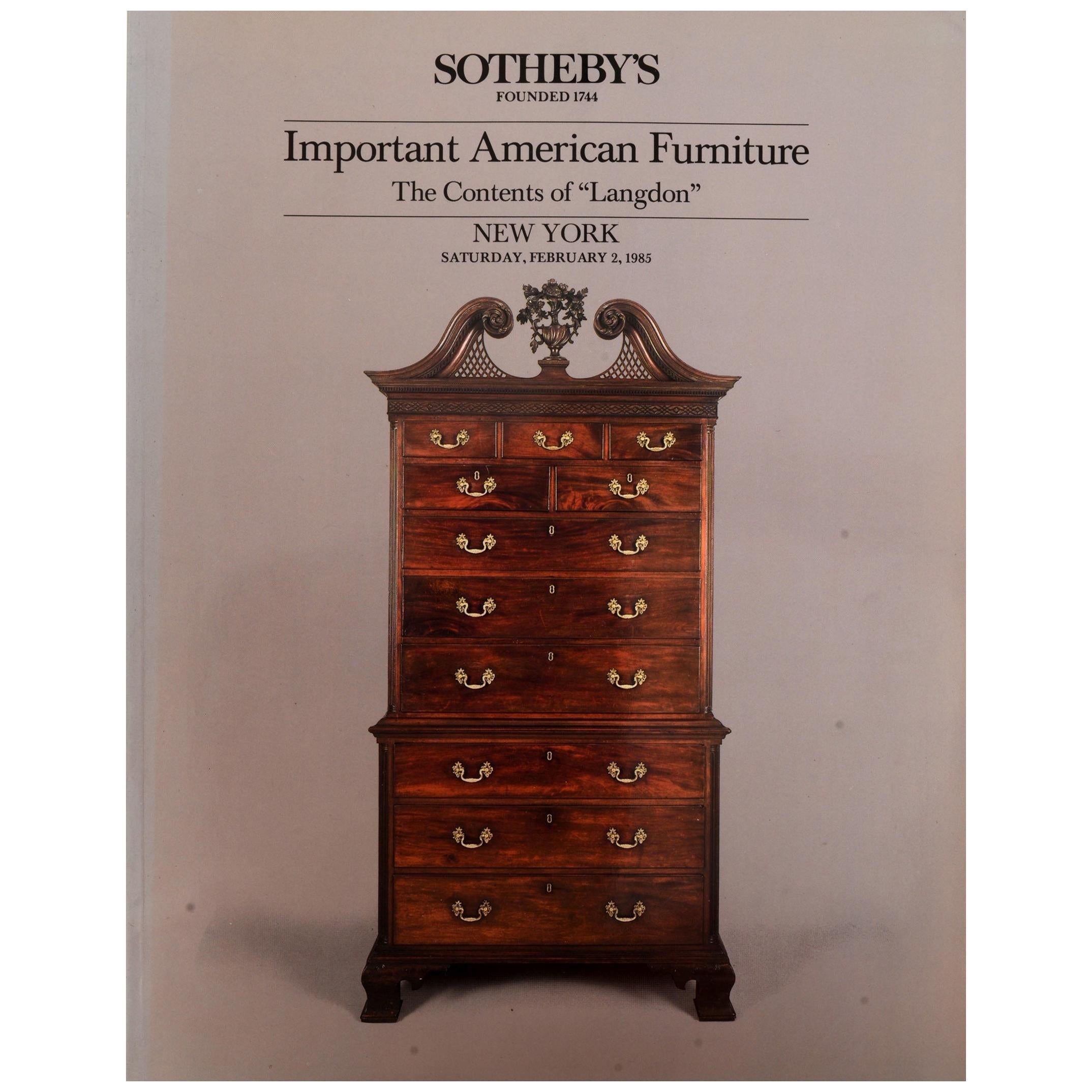 Sotheby's: Important American Furniture, Contents of "Langdon, " 2/1985 For Sale
