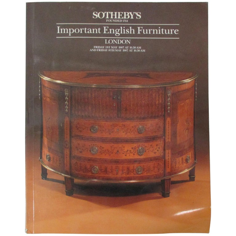Sotheby's Important English Furniture (London, Friday 1st May and 8th May 1987) For Sale