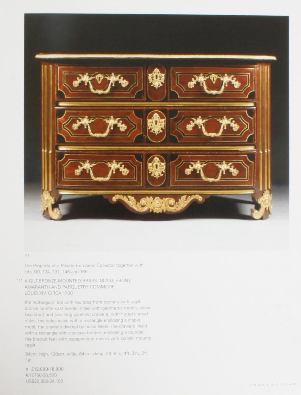 Sotheby's Important French and Continental Furniture, London 7/2006 In Excellent Condition For Sale In valatie, NY