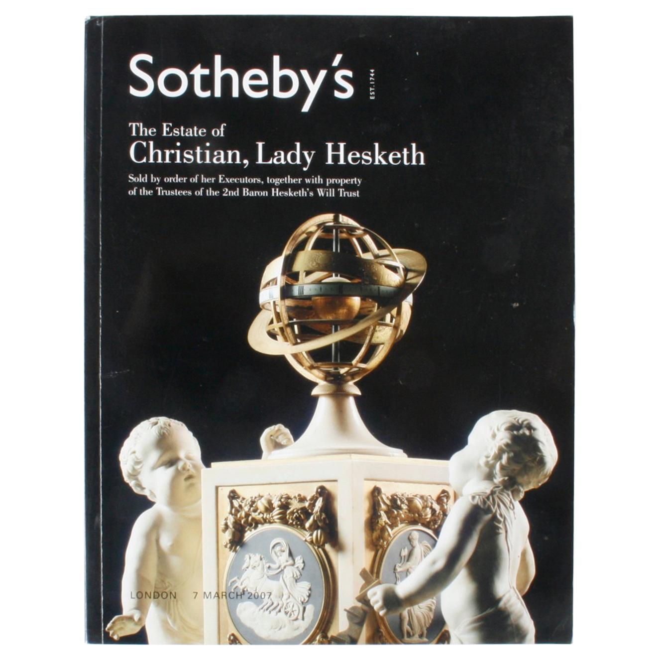 "Sotheby's London The Estate of Christian, Lady Hesketh", Catálogo de subasta 1ª Ed.