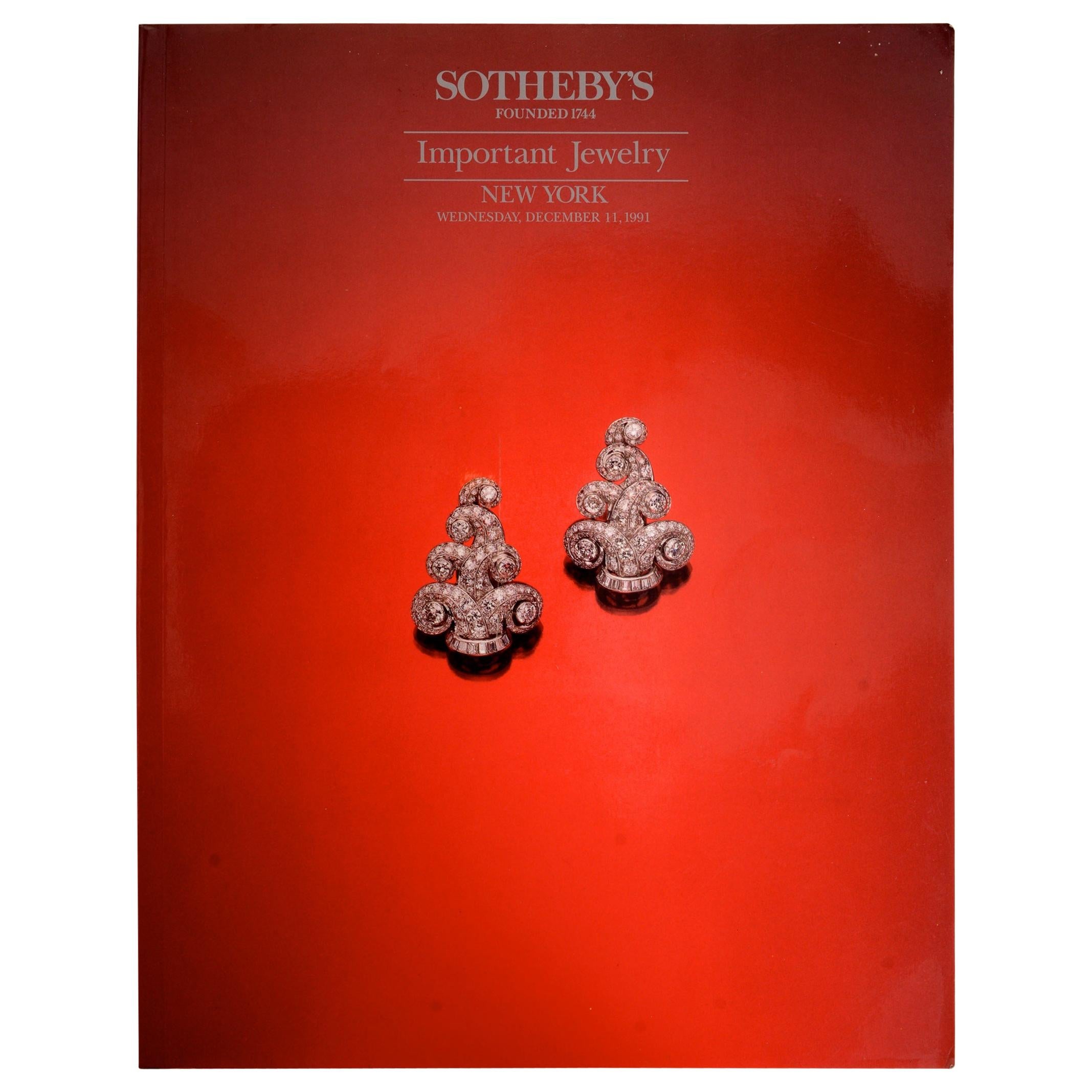 Sotheby's New York Important Jewelry 6254 December 11, 1991, First Edition