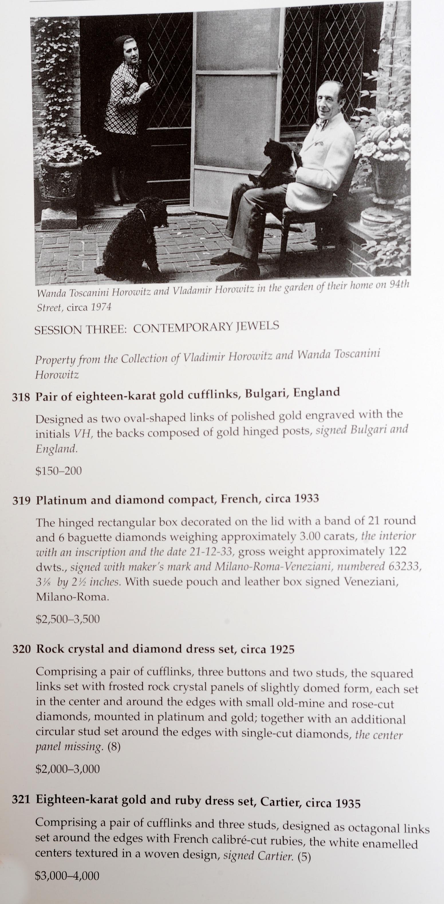 Magnifique bijouterie Sotheby's NY, avril 1999, propriété Wanda Toscanini Horowitz en vente 7