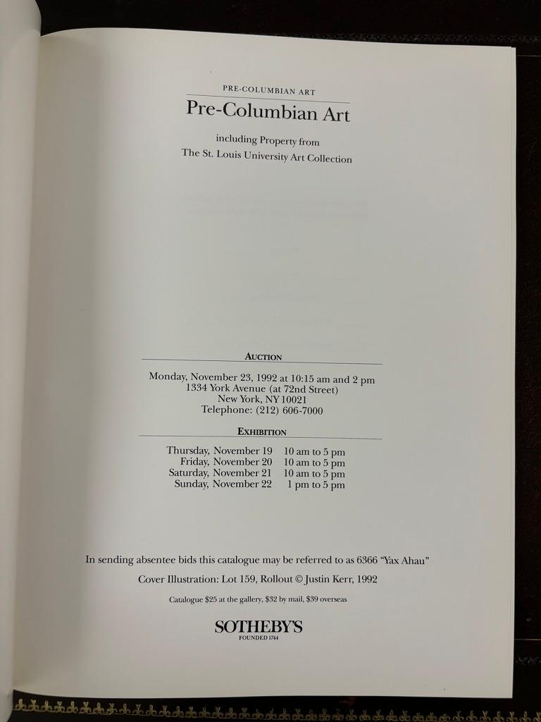 Sotheby's Pre-Columbian Art Sales Catalog, New York, November 23rd, 1992 For Sale 7
