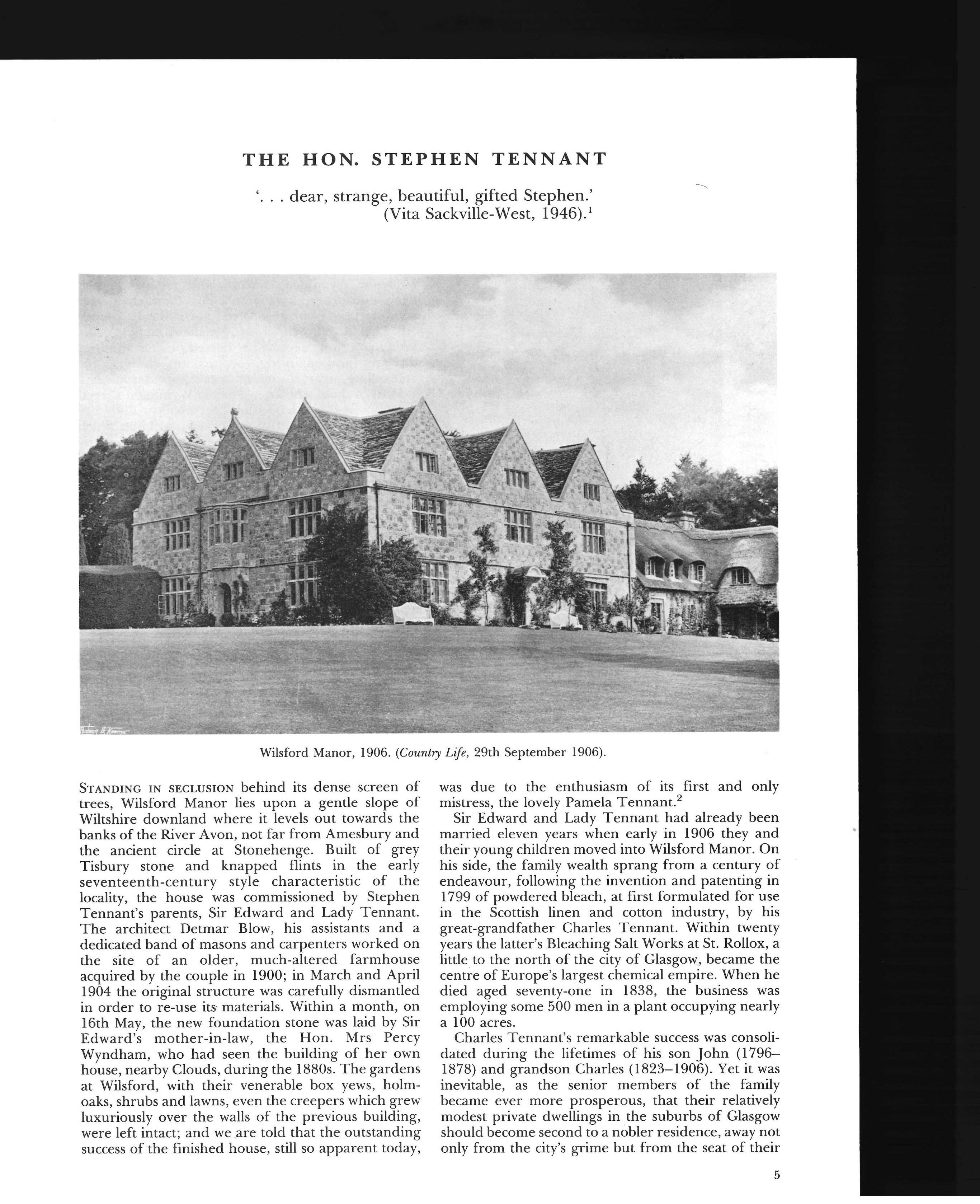 A scarce sale catalogue produced by Sotheby's in 1987 to dispose of the contents of Wilsford Manor - the home of The Honourable Stephen Tennant. Featuring 939 lots, all with description and price guides - many of which are photographed or