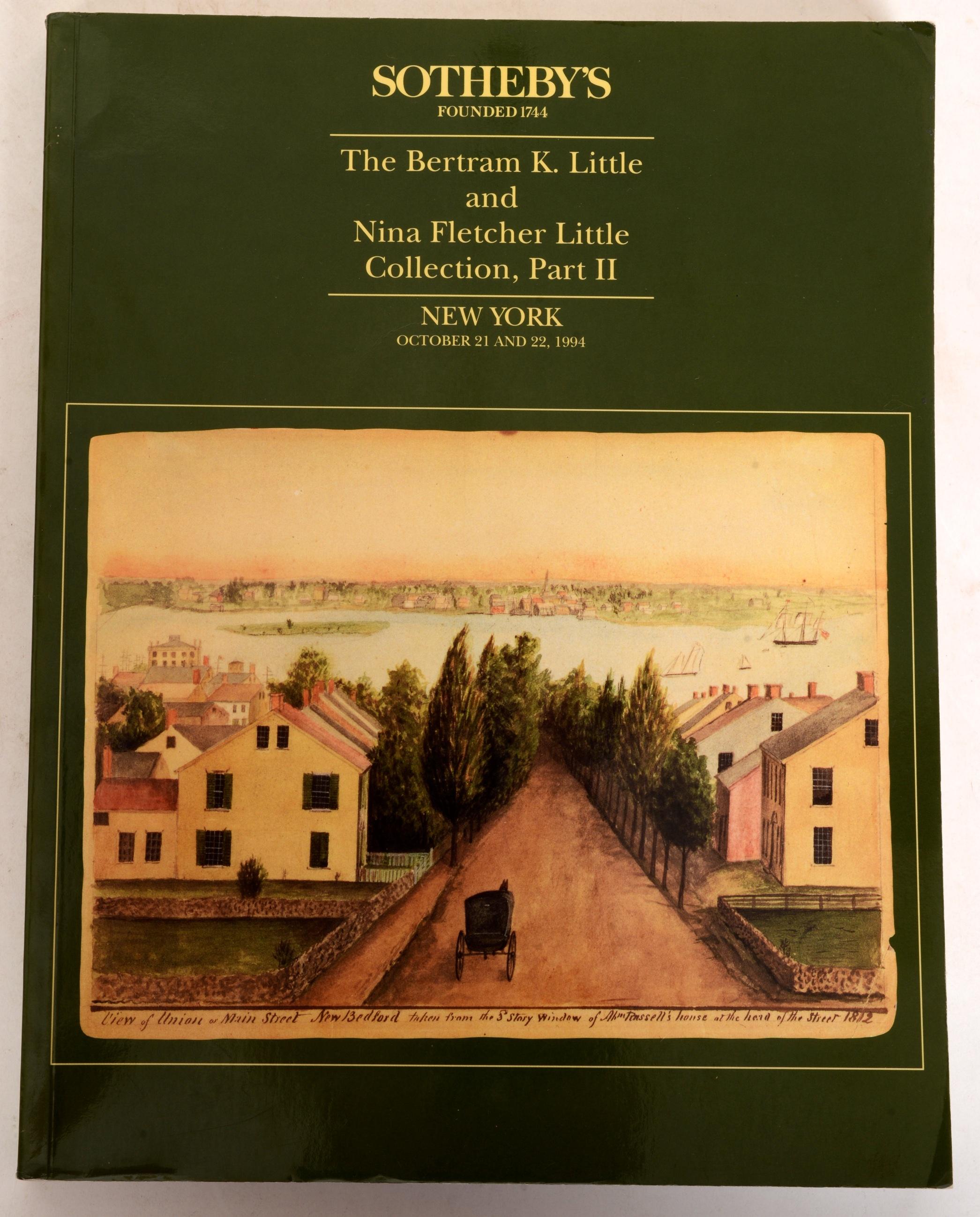 Sotheby's: The Bertram K. Little and Nina Fletcher Little Collection, Parts I & II October 21 and 22, 1994. Softcover. The sale consisted of the Little's Americana collection. Introductory essay is by Wendell Garrett. Volume 1: 457 lots. Volume 2: