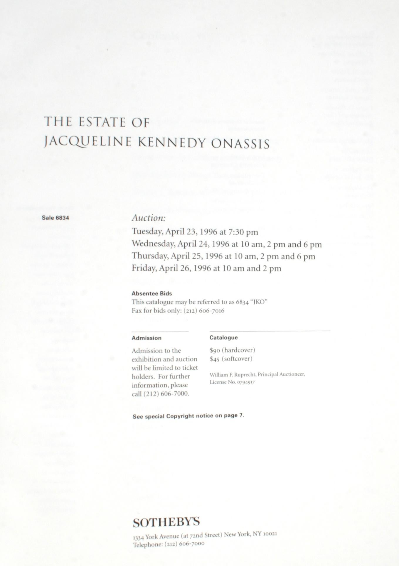 the estate of jacqueline kennedy onassis sotheby's