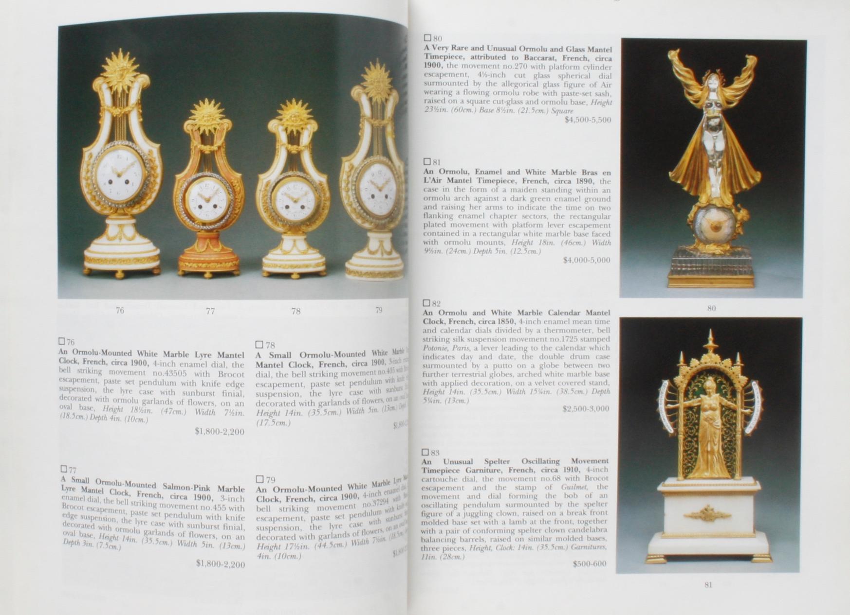 Sotheby's : The Joseph M. Meraux Collection of Rare and Unusual Clocks, 6/1993. Catalogue de vente aux enchères à couverture souple 500 lots avec résultats. 