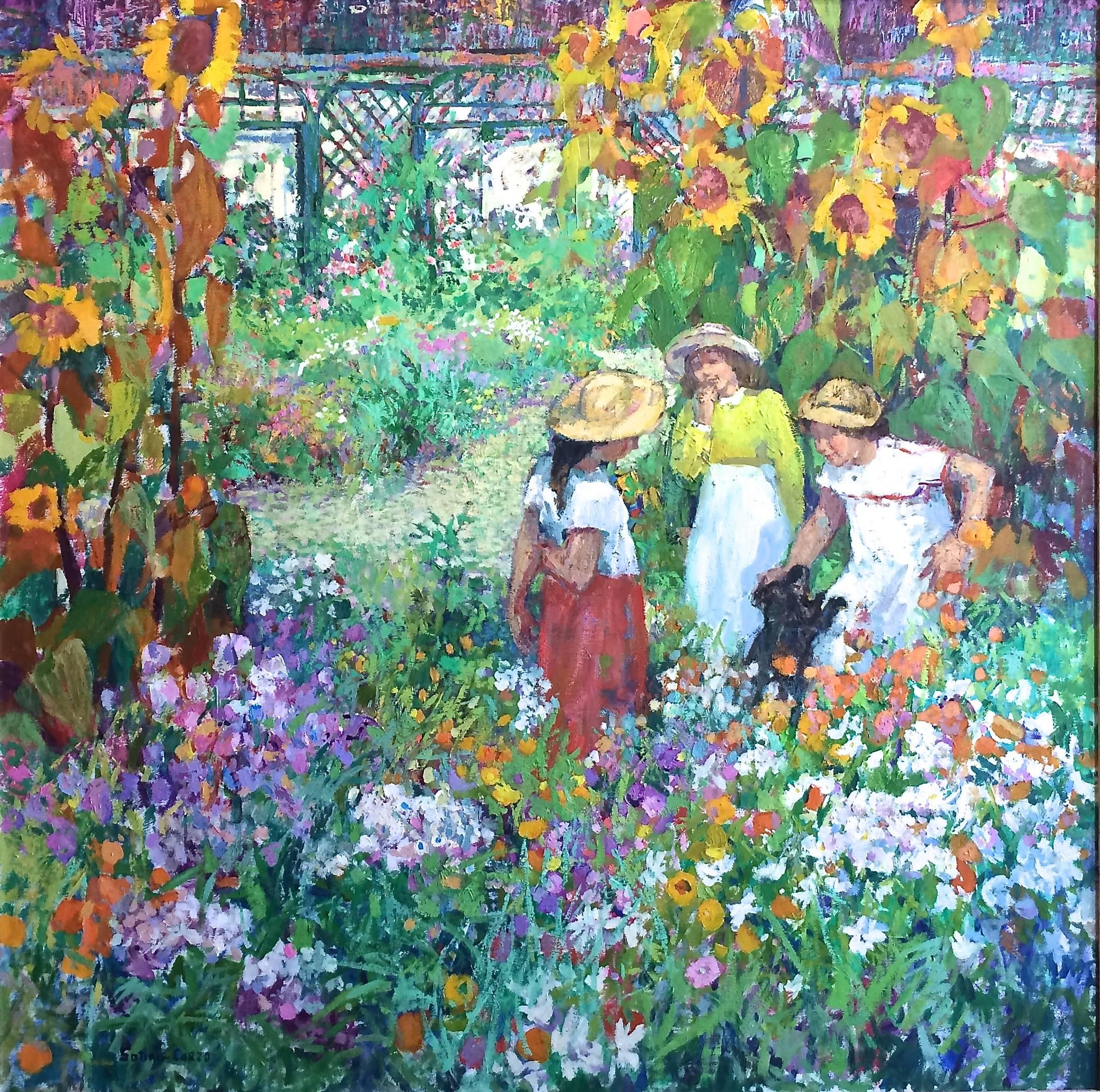 Sunflower Garden - Painting by Sotiris Corzo