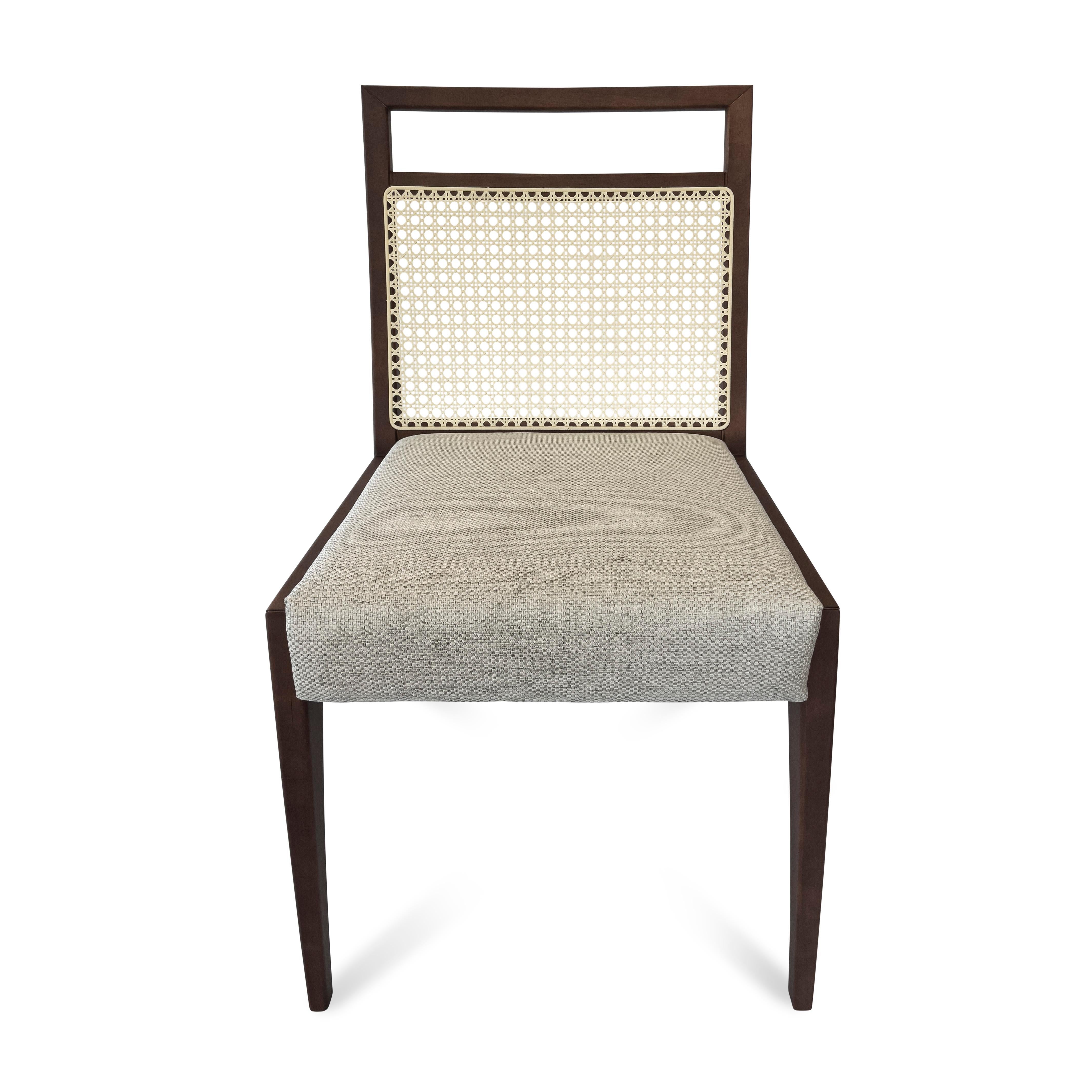 Putting a lot of effort our amazing Uultis team has created the Sotto dining chair, thinking of every possible detail like the cane back that just blends perfectly with the walnut wood finish and the oatmeal fabric. This pair of chairs are beautiful