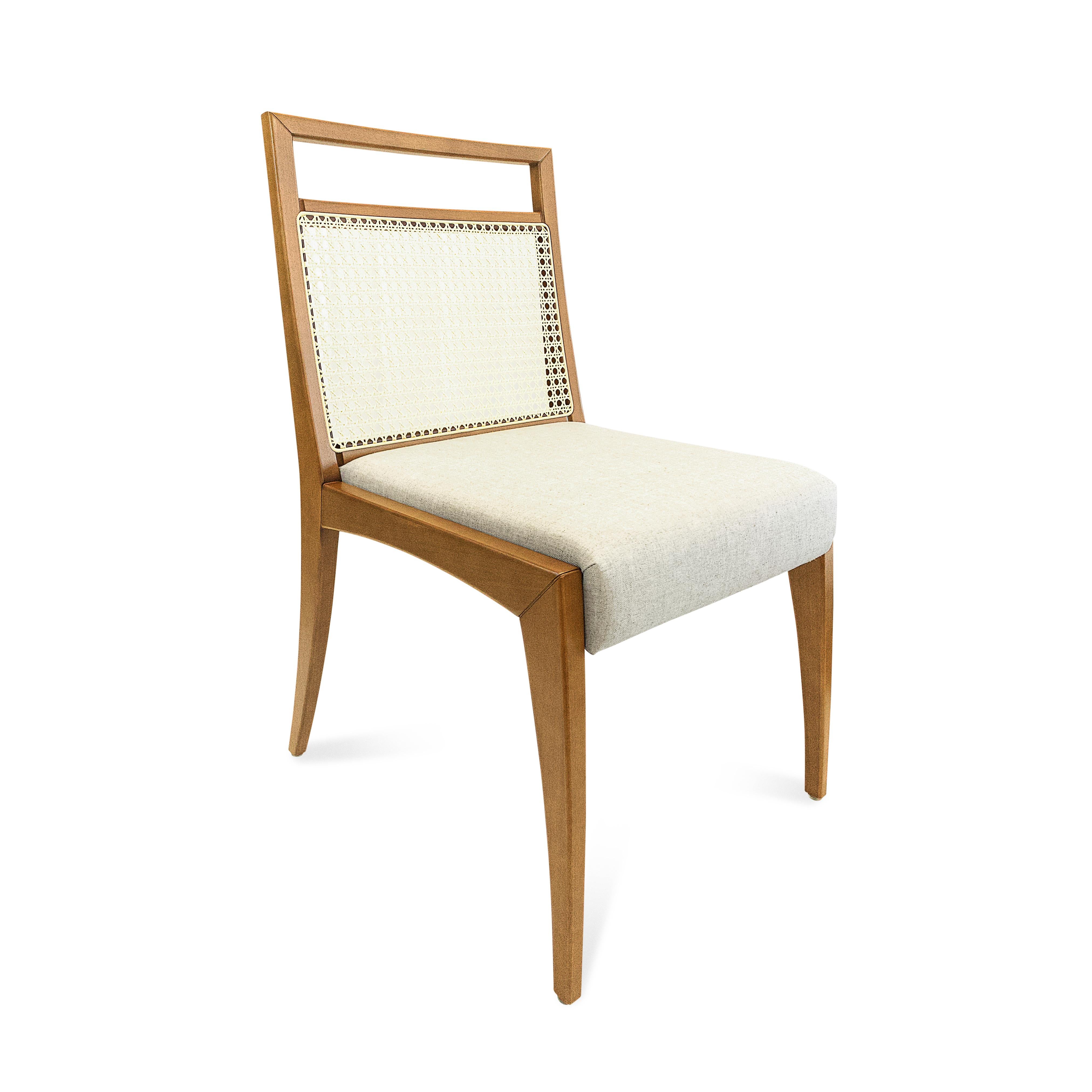 Sotto Cane-Back Dining Chair with Open Top Rail in Oak Finish and Oatmeal Seat In New Condition In Miami, FL