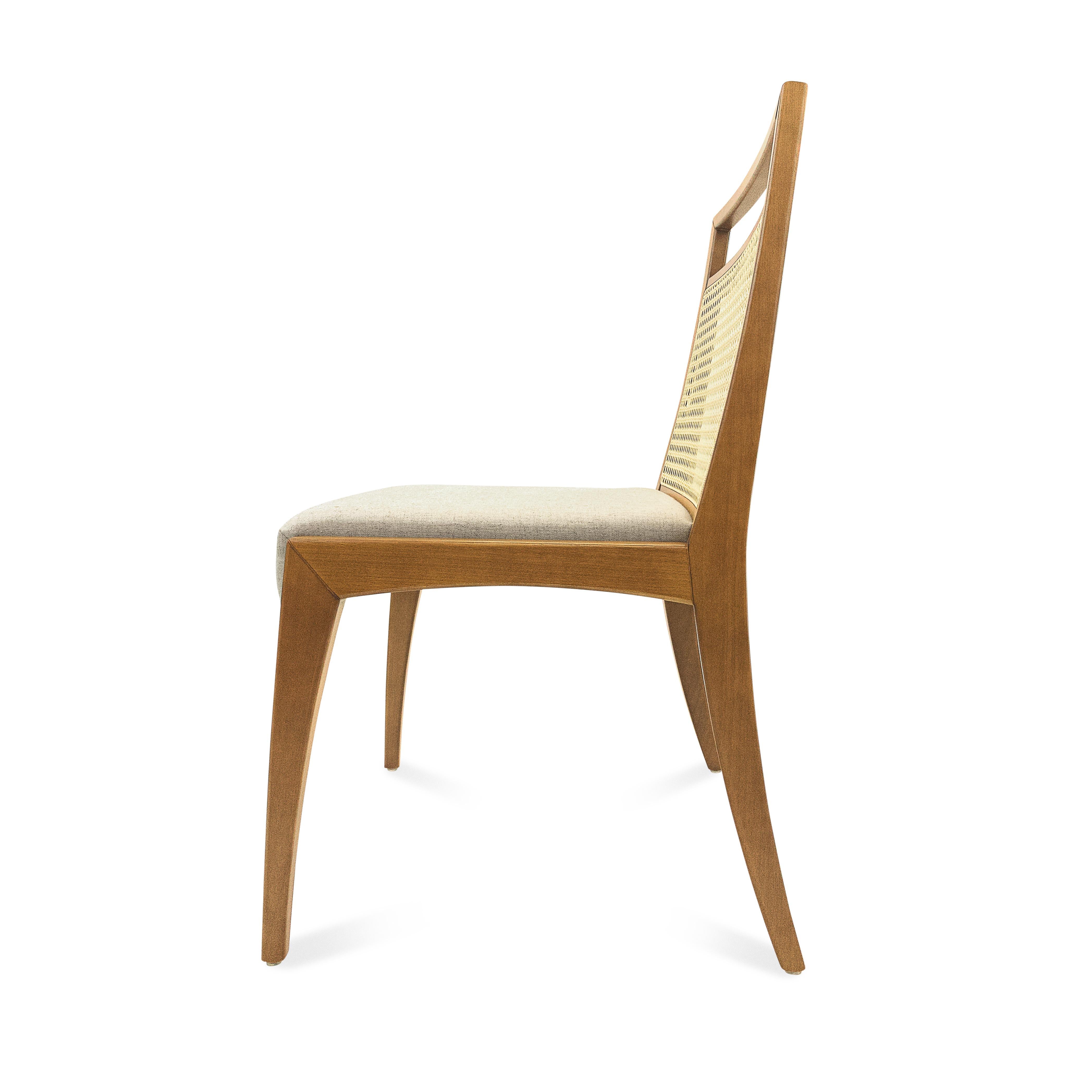 Sotto Cane-Back Dining Chair with Open Top Rail in Oak Finish and Oatmeal Seat 2