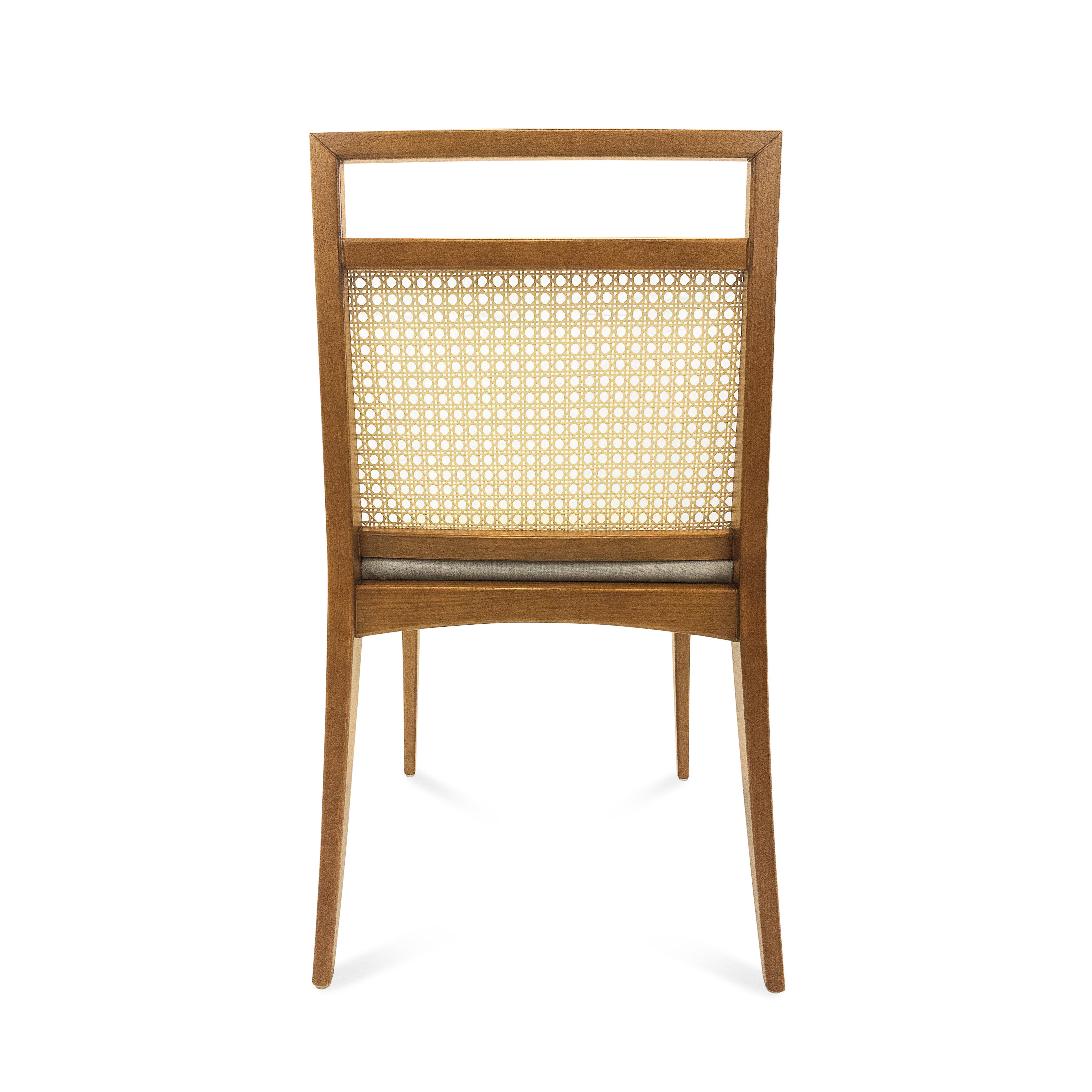 Sotto Cane-Back Dining Chair with Open Top Rail in Oak Finish and Oatmeal Seat 3
