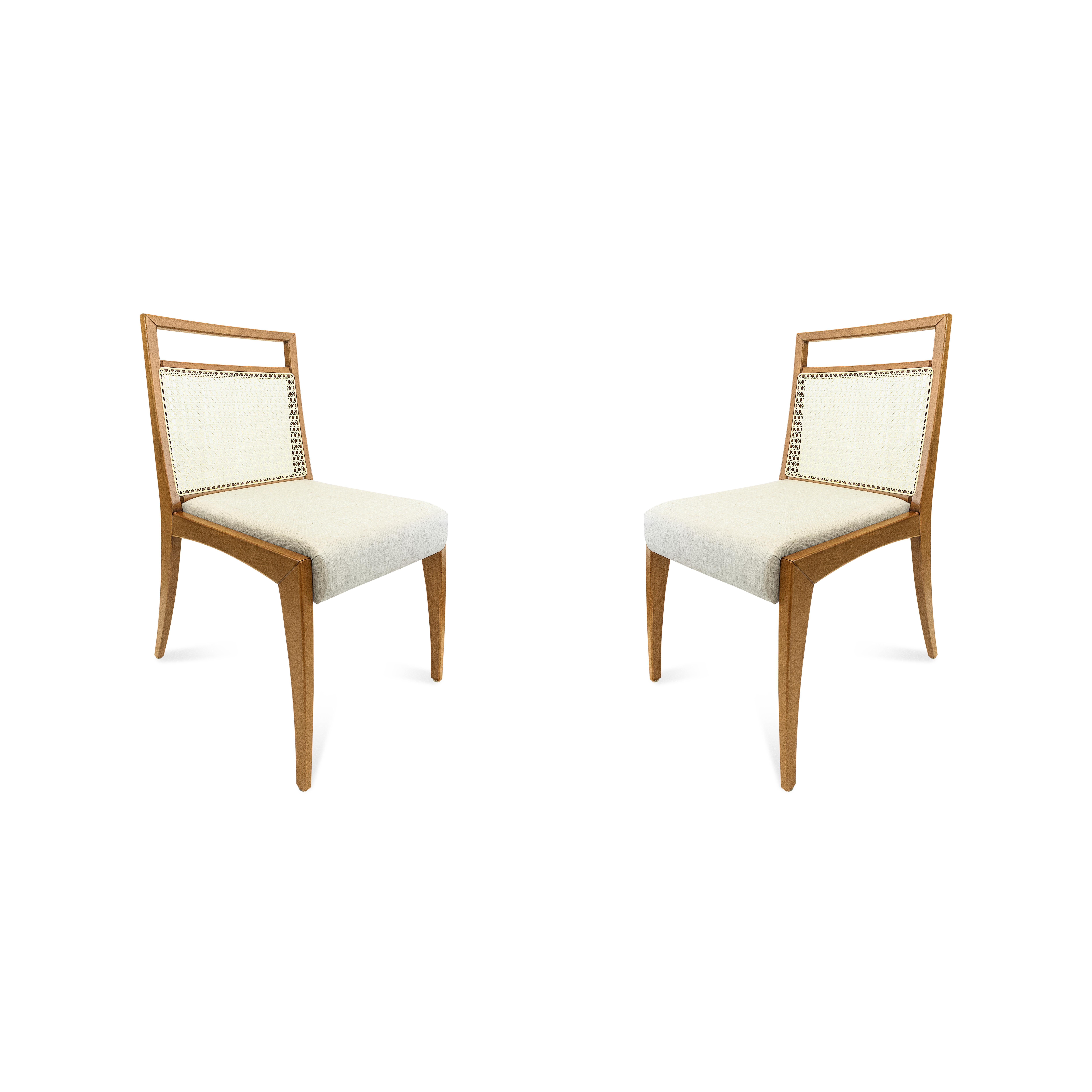 Sotto Cane-Back Dining Chair with Open Top Rail in Oak Finish and Oatmeal Seat