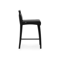 Black Matte Bar Height Stool with Black Faux Leather - Sotto Line