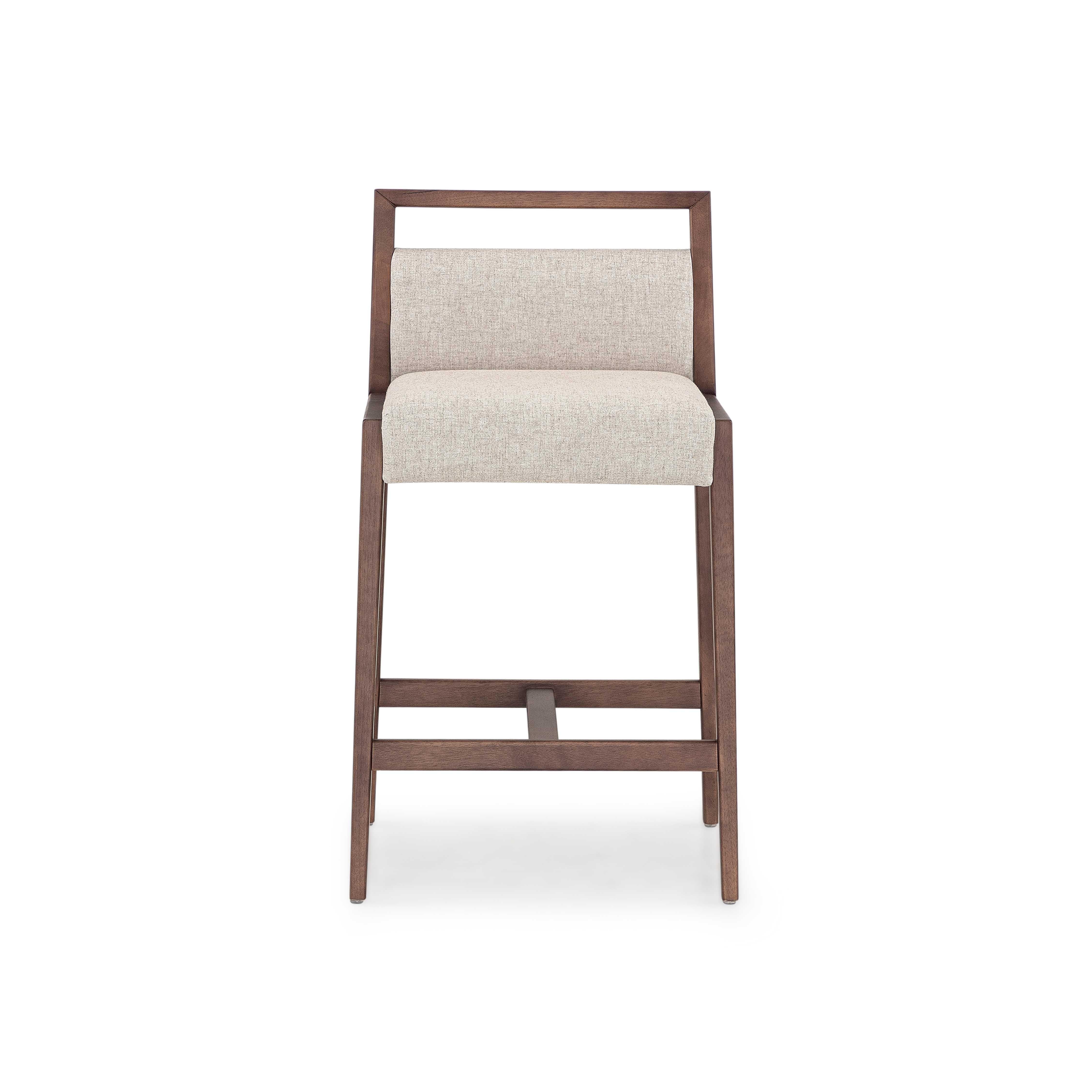 Anpassbarer Thekenhocker in Nussbaum mit beiger Polsterung, Sotto Design (Moderne) im Angebot