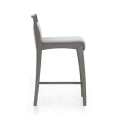 Counter Stool in Light Gray Fabric and Chocolate Metallic Wood - Sotto Line