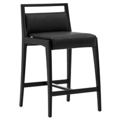 Sotto Counter Stool in Black Fabric and Black Colored Wood