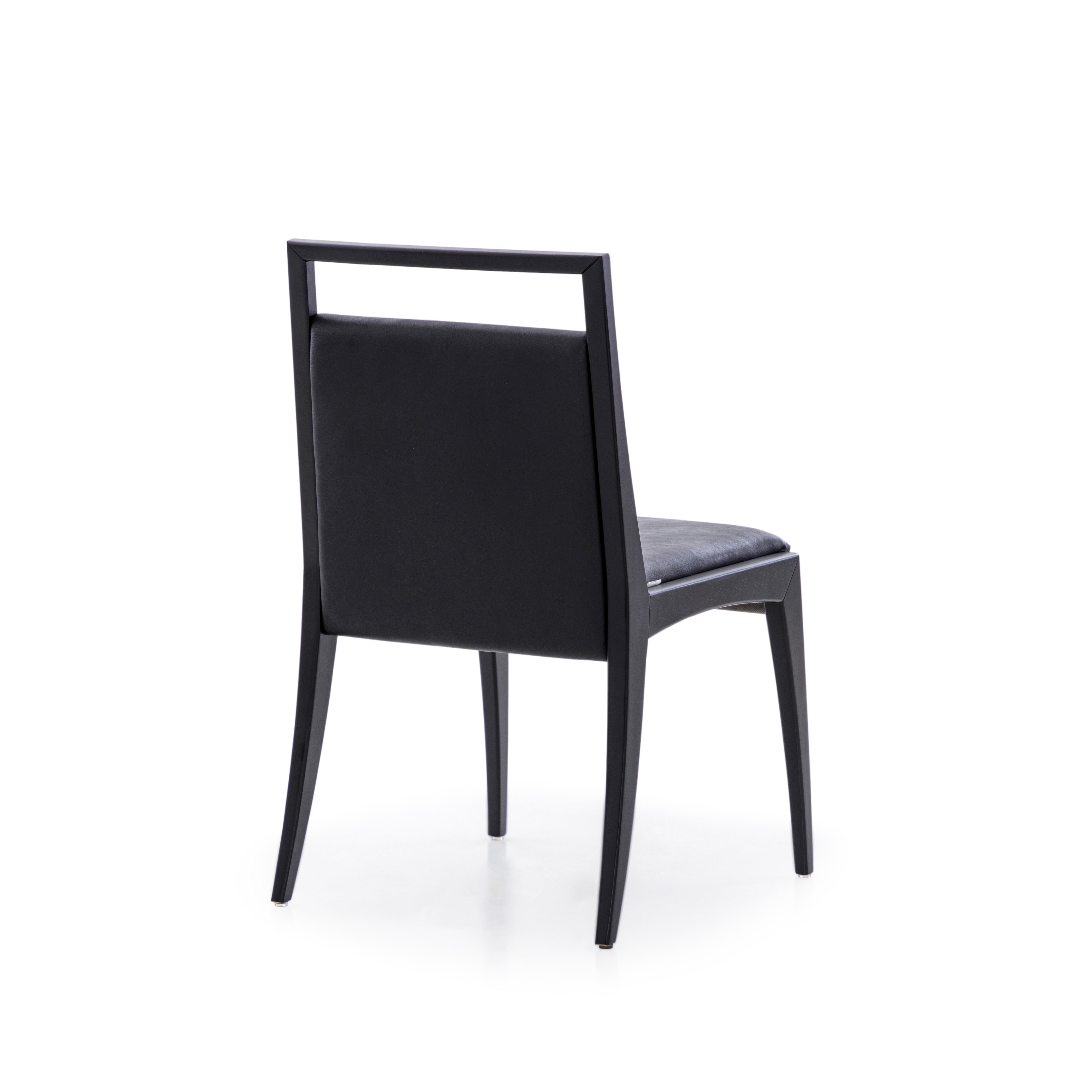 Sotto Dining Chair with Open Top Rail in Black Wood Finish, Set of 2 In New Condition For Sale In Miami, FL