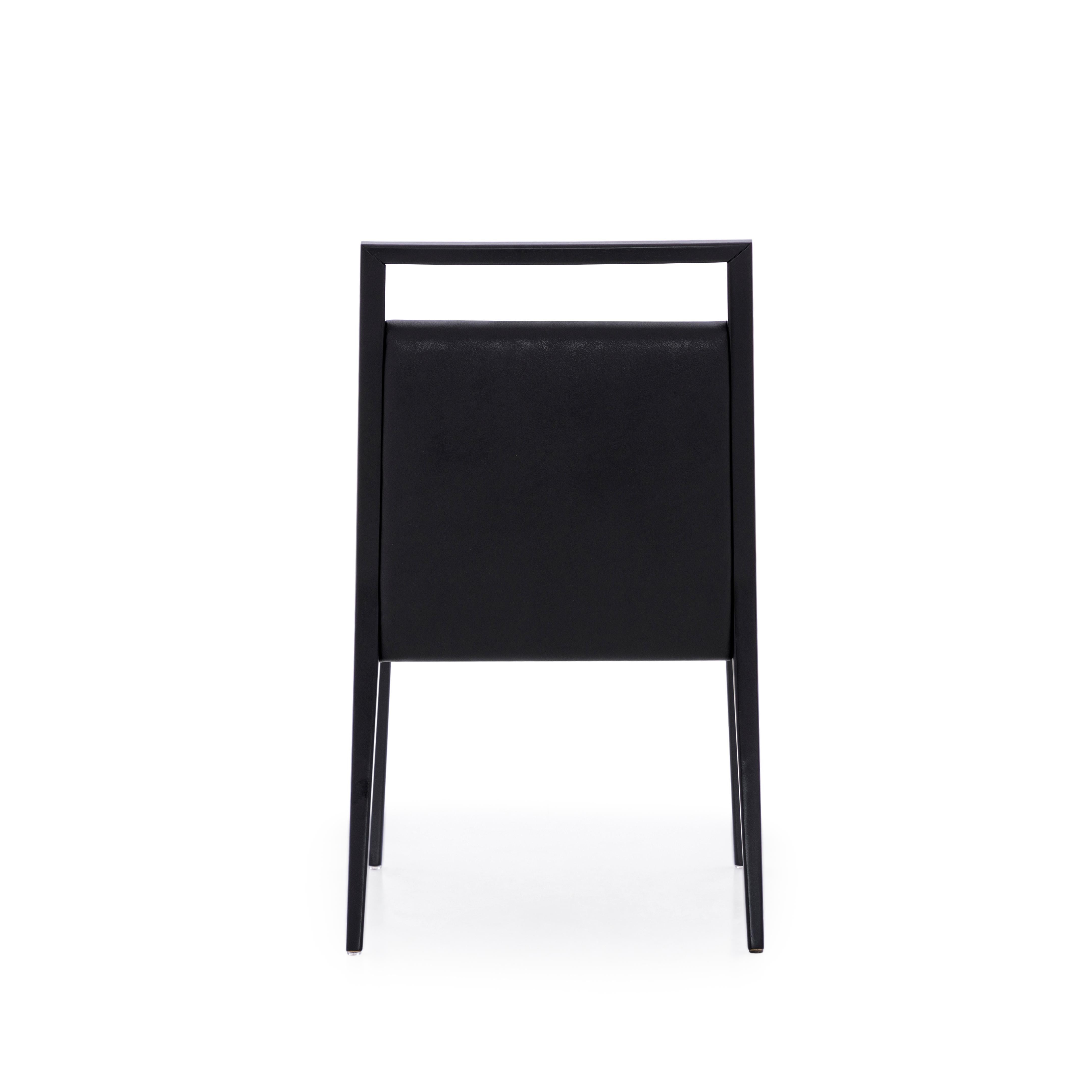 Contemporary Sotto Dining Chair with Open Top Rail in Black Wood Finish, Set of 2 For Sale