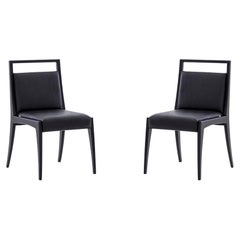 Sotto Dining Chair with Open Top Rail in Black Wood Finish, Set of 2