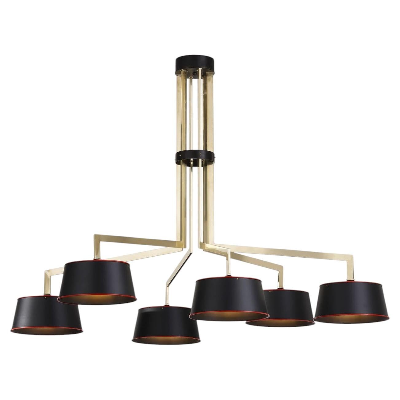 Sottovoce Horizontal Black Brass Chandelier