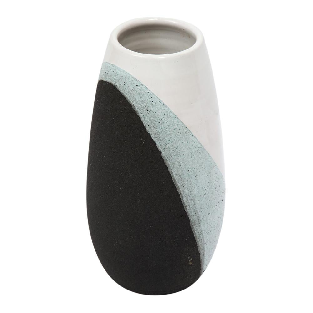 Vase Bitossi, céramique, blanc, vert, noir, texturé, signé en vente 2