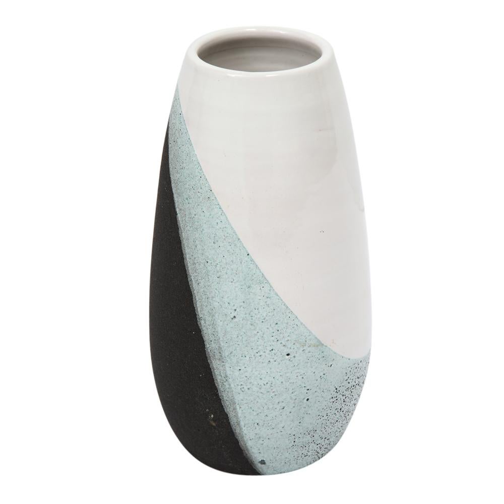 Bitossi Vase, Ceramic, White, Green, Black, Textured, Signed For Sale 4