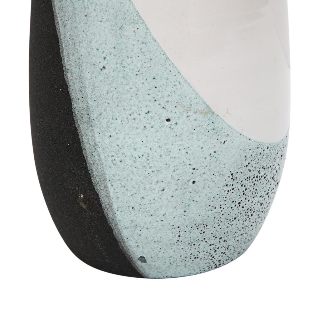 Glazed Bitossi Vase, Ceramic, White, Green, Black, Textured, Signed For Sale