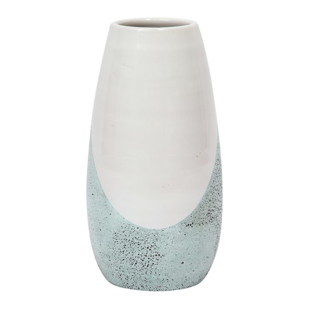 Bitossi Vase, Ceramic, White, Green, Black, Textured, Signed In Good Condition For Sale In New York, NY