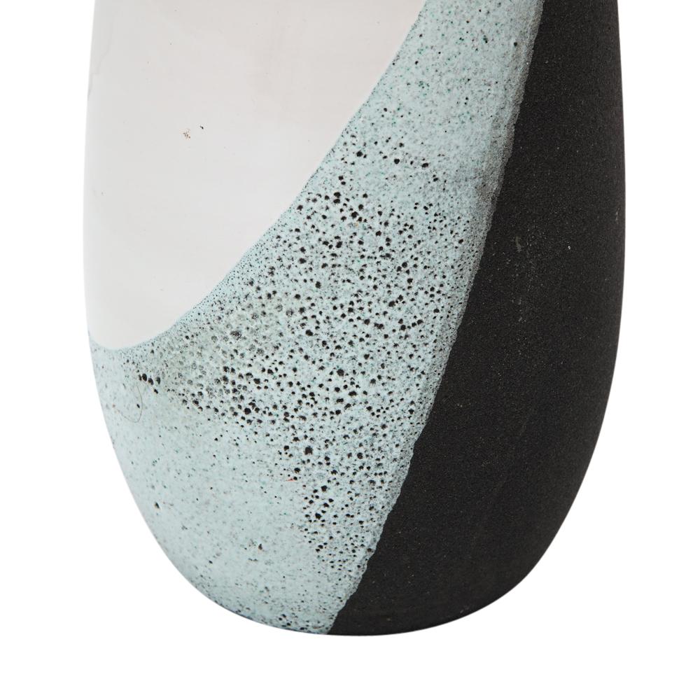 Mid-20th Century Bitossi Vase, Ceramic, White, Green, Black, Textured, Signed For Sale