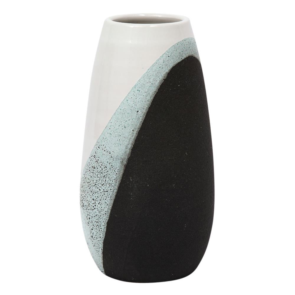 Bitossi Vase, Ceramic, White, Green, Black, Textured, Signed For Sale 1