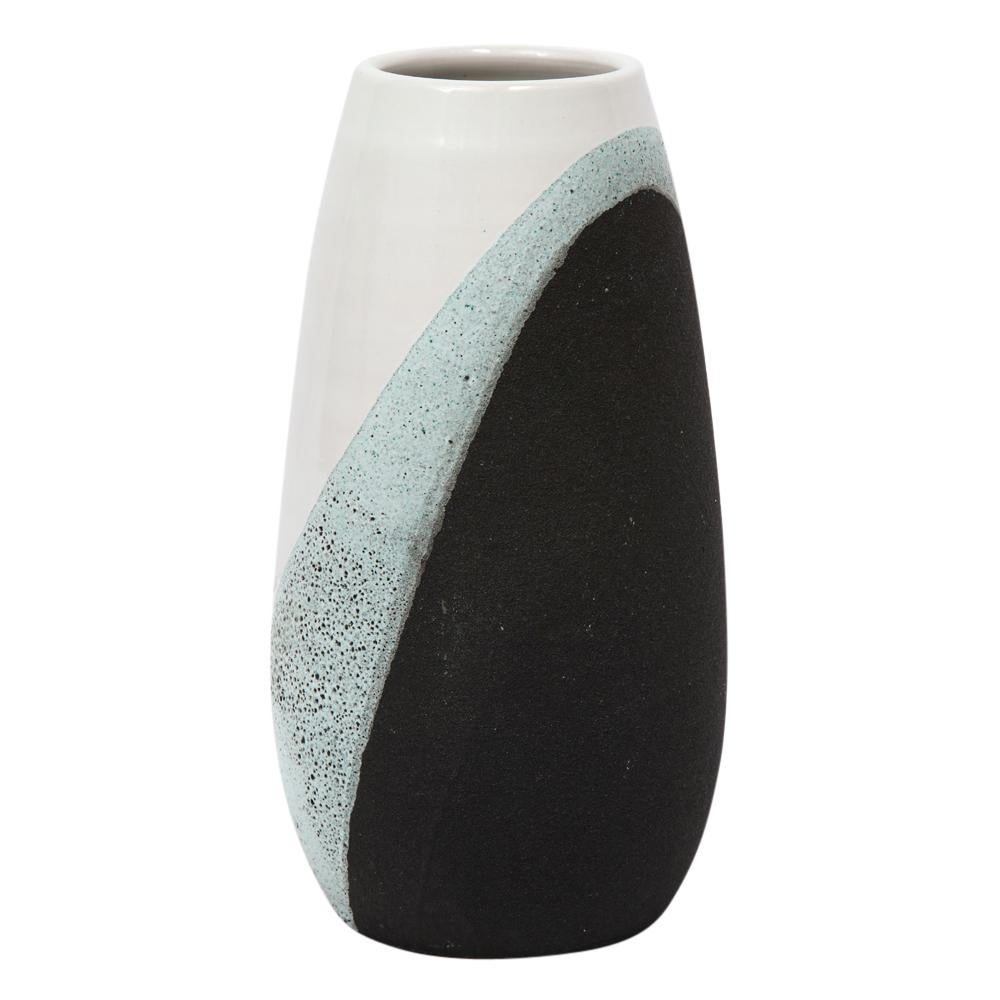 Céramique Vase Bitossi, céramique, blanc, vert, noir, texturé, signé en vente