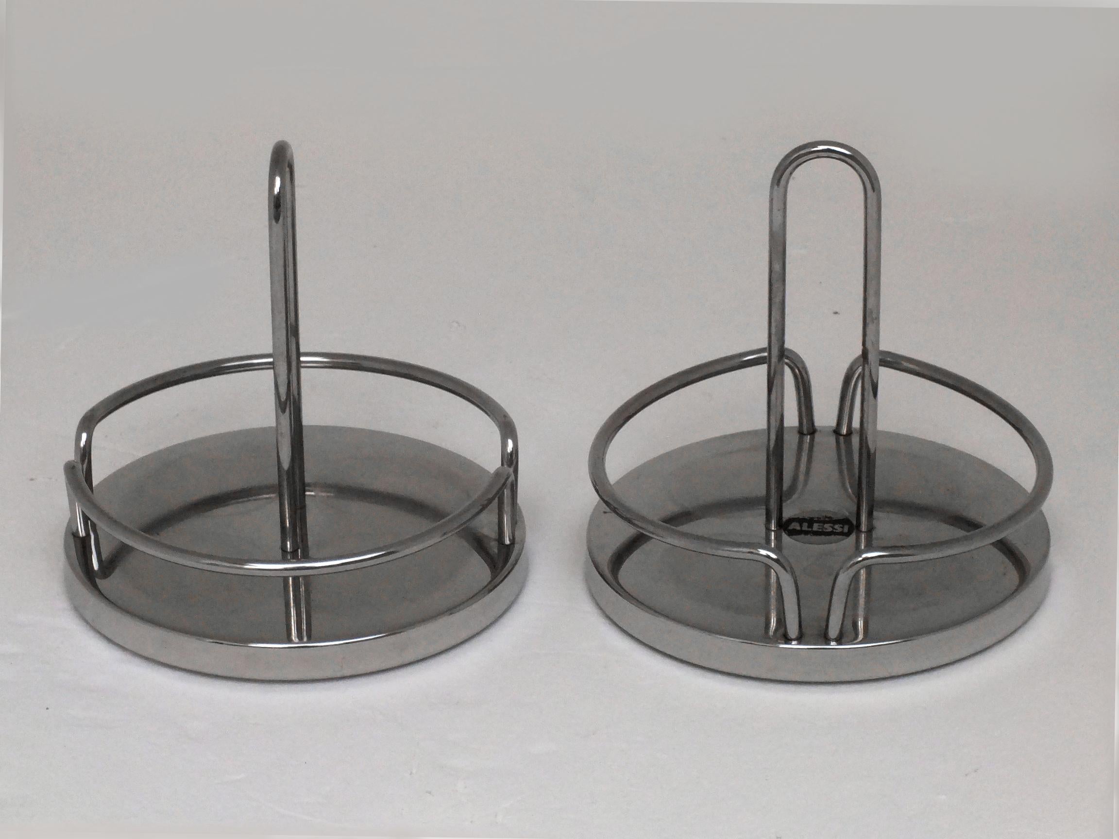 Modern Sottsass Ettore design for Alessi 5079  containers for condiments in steel  For Sale